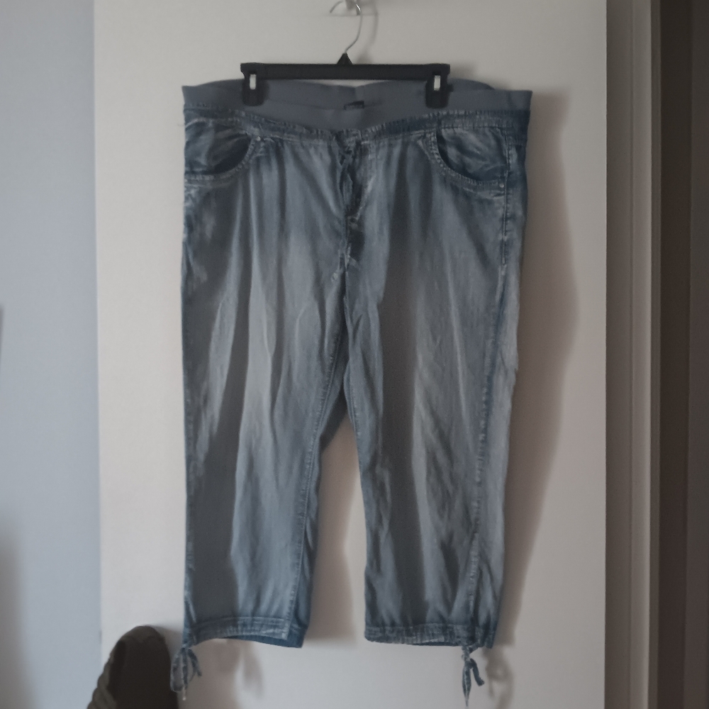 Vintage 1980s Acid Washed Pull On Denim Pants L